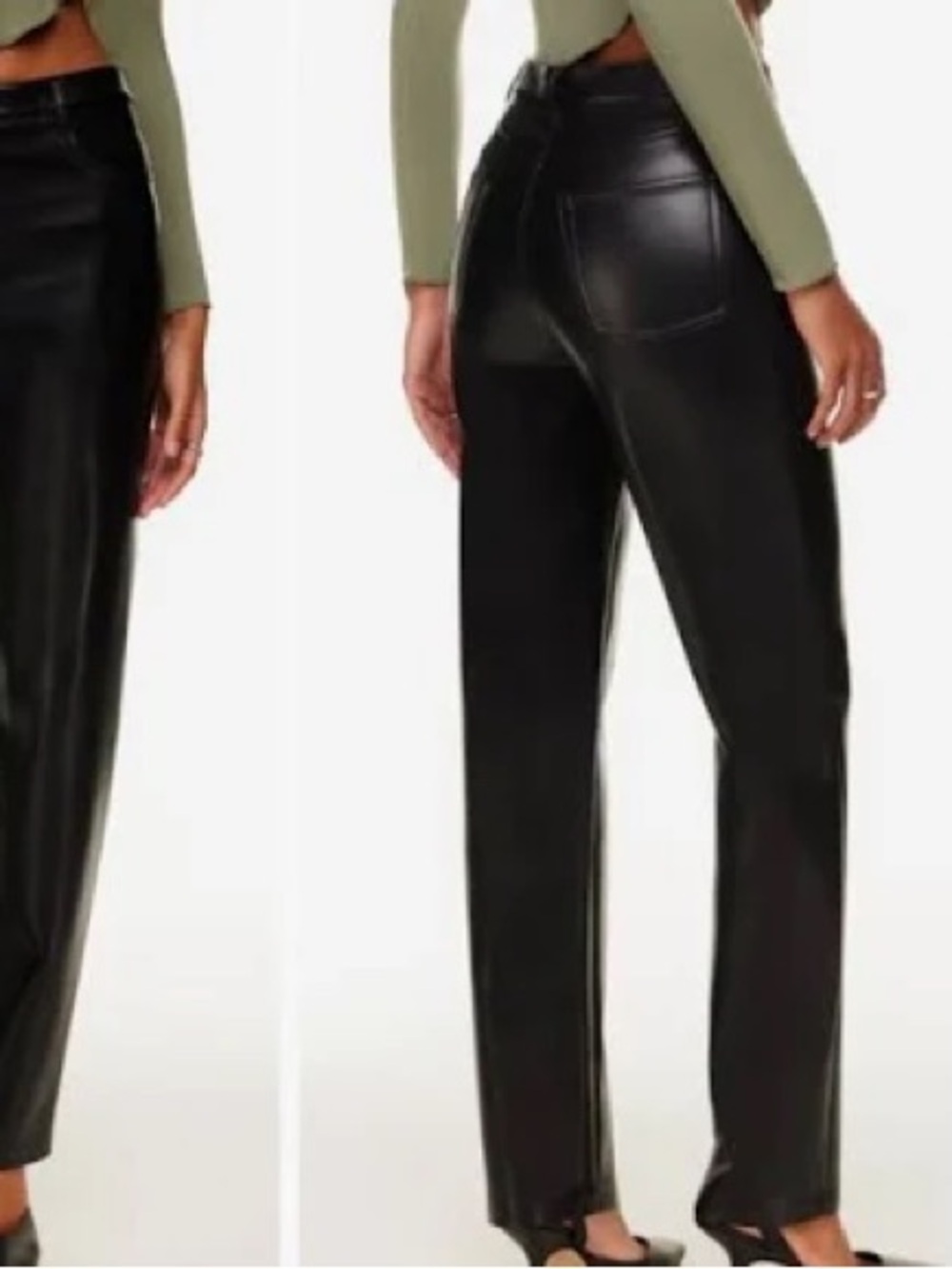 Wilfred Black Faux Leather Straight-Leg Pants